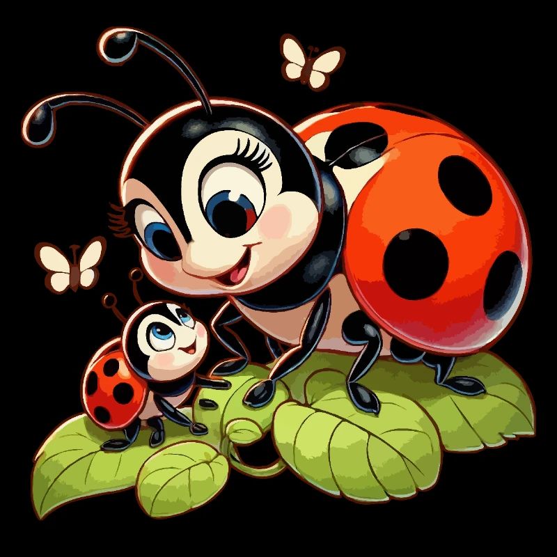 La mère coccinelle joue avec l’enfant