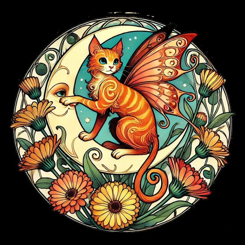 Illustration de fée chat roux