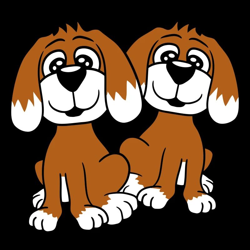 2 Hunde Team Sitzen Zwei Freunde Crew Glücklich