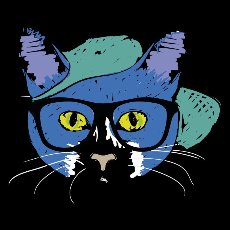 Blaue Katze mit Cap