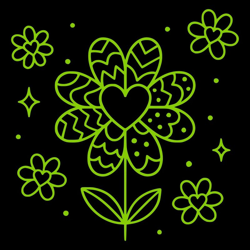 Fleurs et cœurs à motifs
