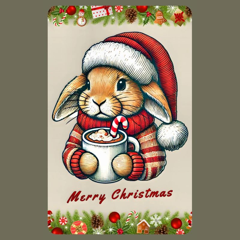 Lapin de Noël avec chocolat chaud
