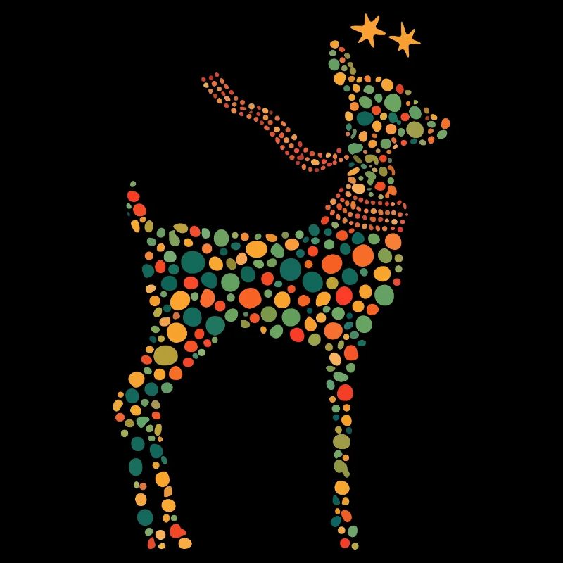 Renne de Noël - Illustration de points colorés.