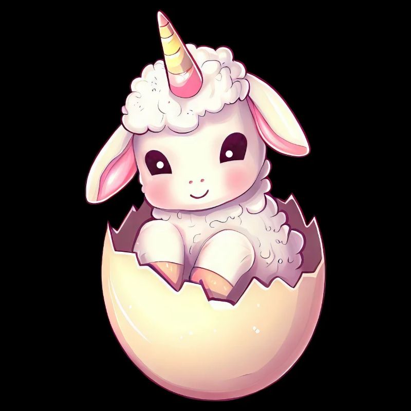 Sheep with unicorn in eggshell Imaginative