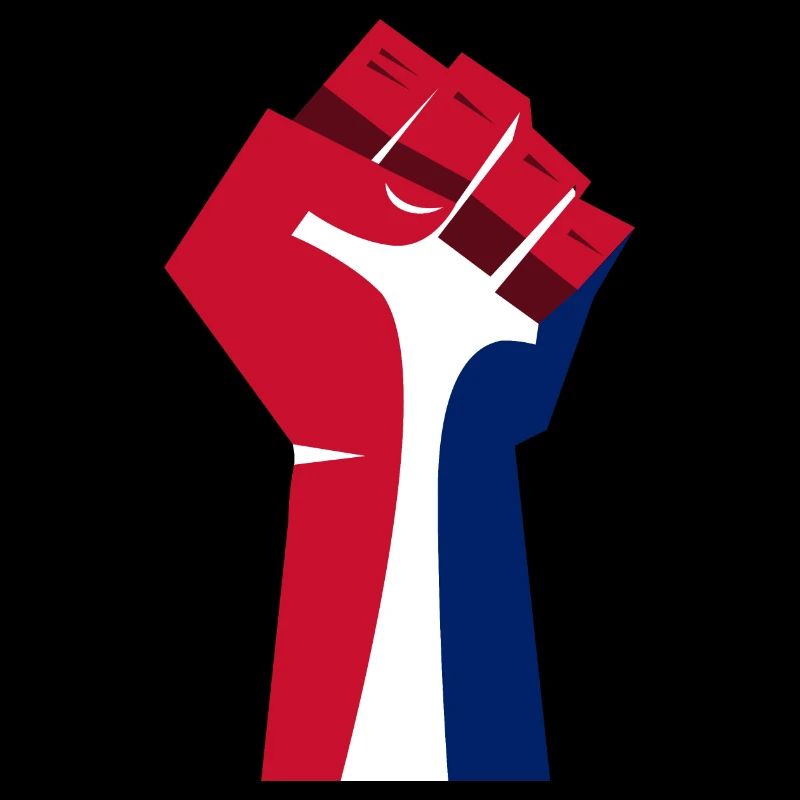 Die erhobene Faust (rot, weiß, blau)