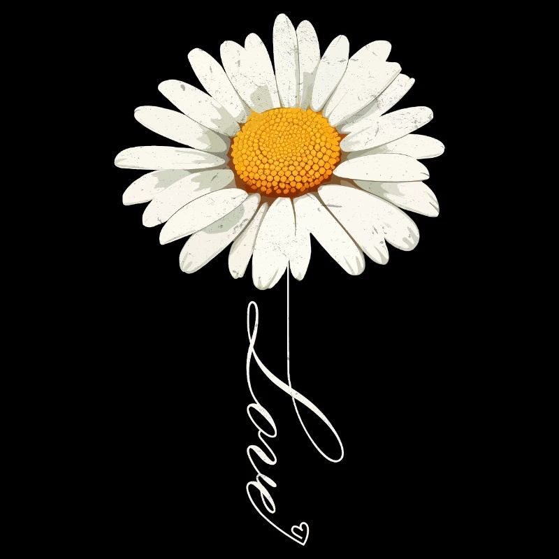 Daisy Flower with Love Script