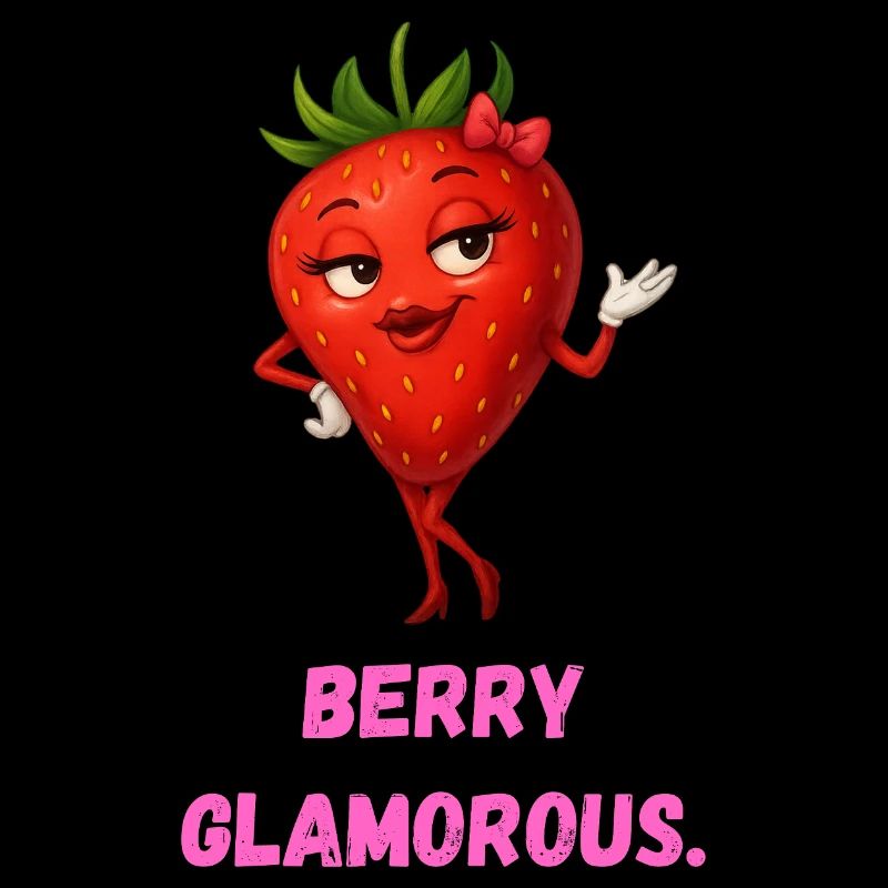 Berry Glamorous Erdbeere Dame Karikatur 