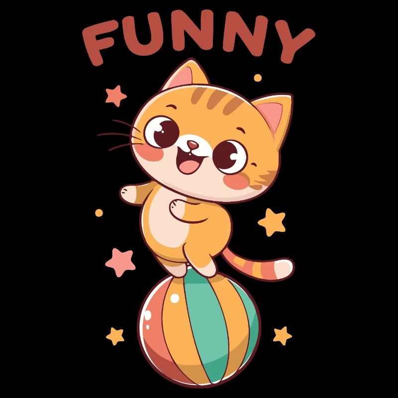 Freche Katze auf Regenbogenball