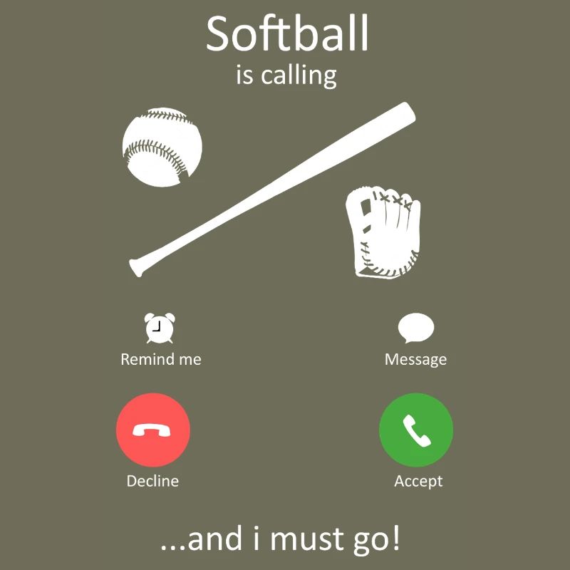 Softball Is Calling Funny Phone Screen Design