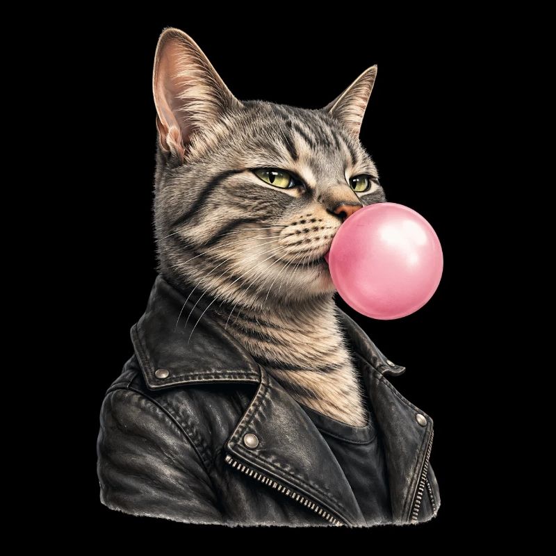 Cool cat with leather jacket