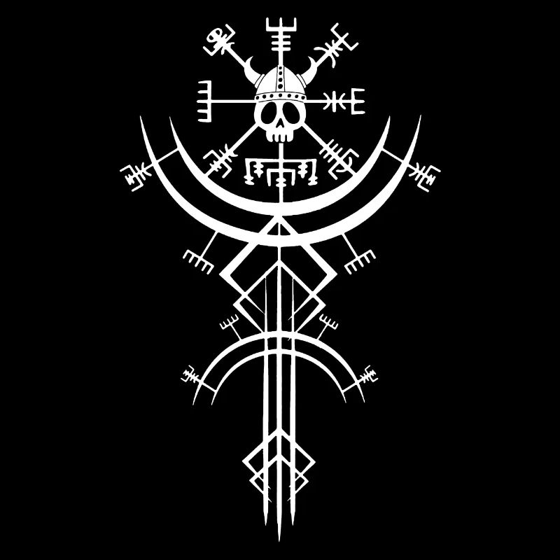 Weißer Totenkopf und Wikinger-Kompass