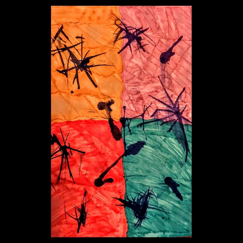 Jeu abstrait de couleurs avec motif à pointes
