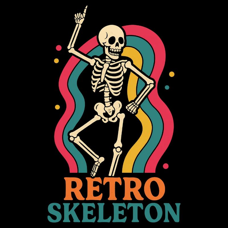 Retro Skeleton Dance Motif