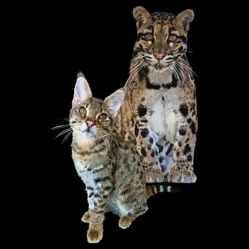 Nebelparder und Katze