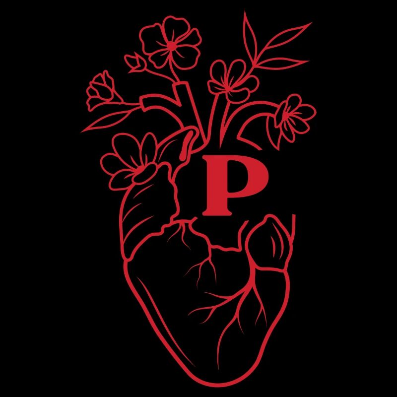 Buchstabe p Herz rot Blumen Anatomie