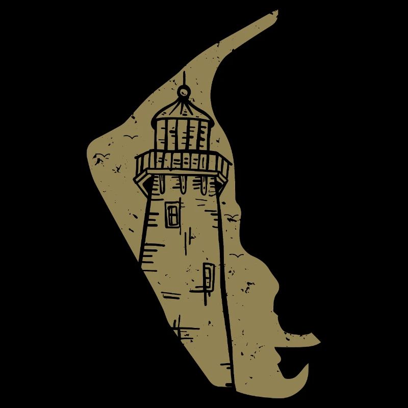 Amrum Nordsee Leuchtturm Silhouette Grunge