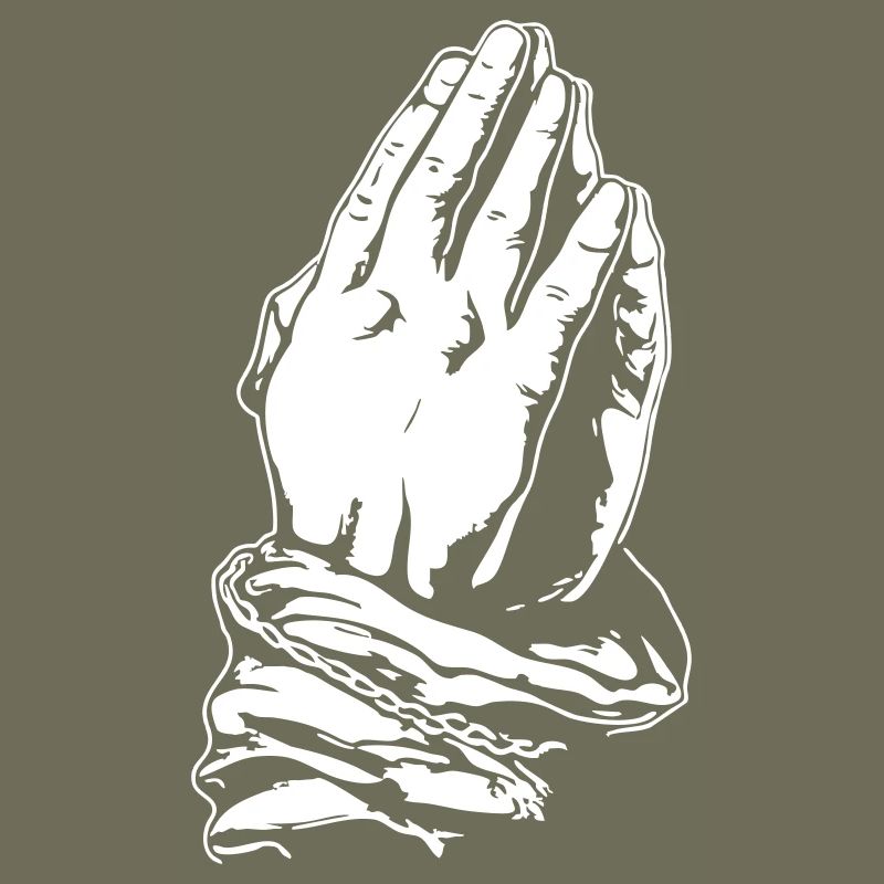 Prayer hands in black and white