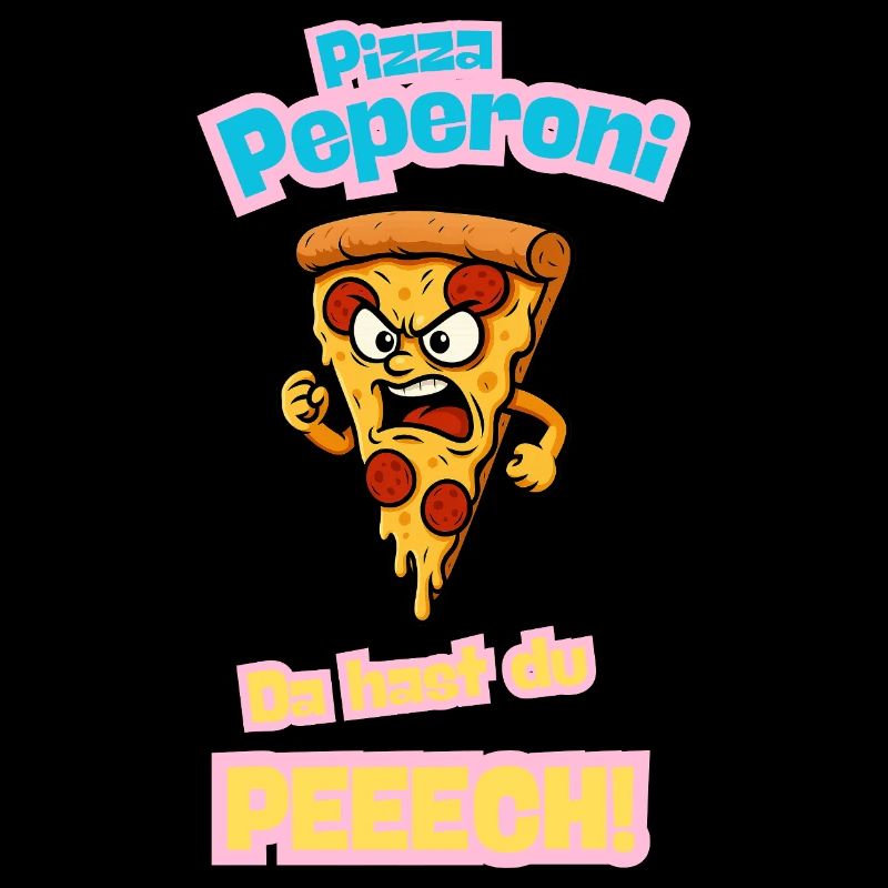 Angry Pepperoni Pizza Caricature