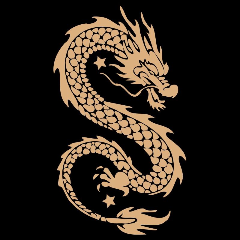 Gold Celestial Dragon Silhouette