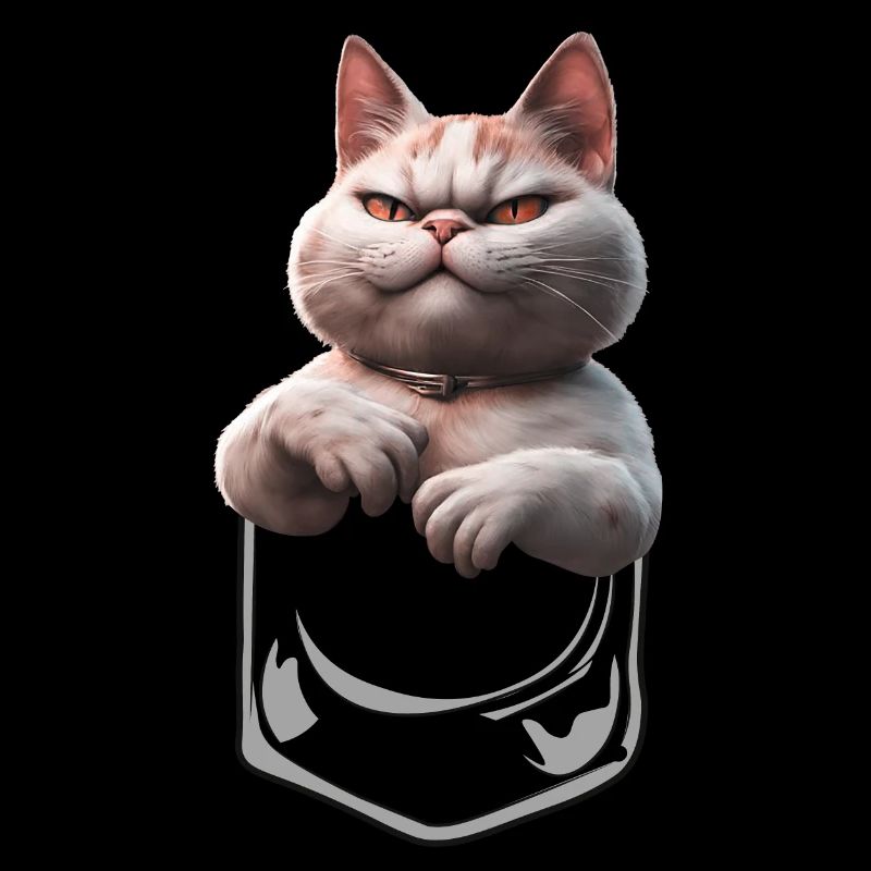 Evil looking cat in breast pocket