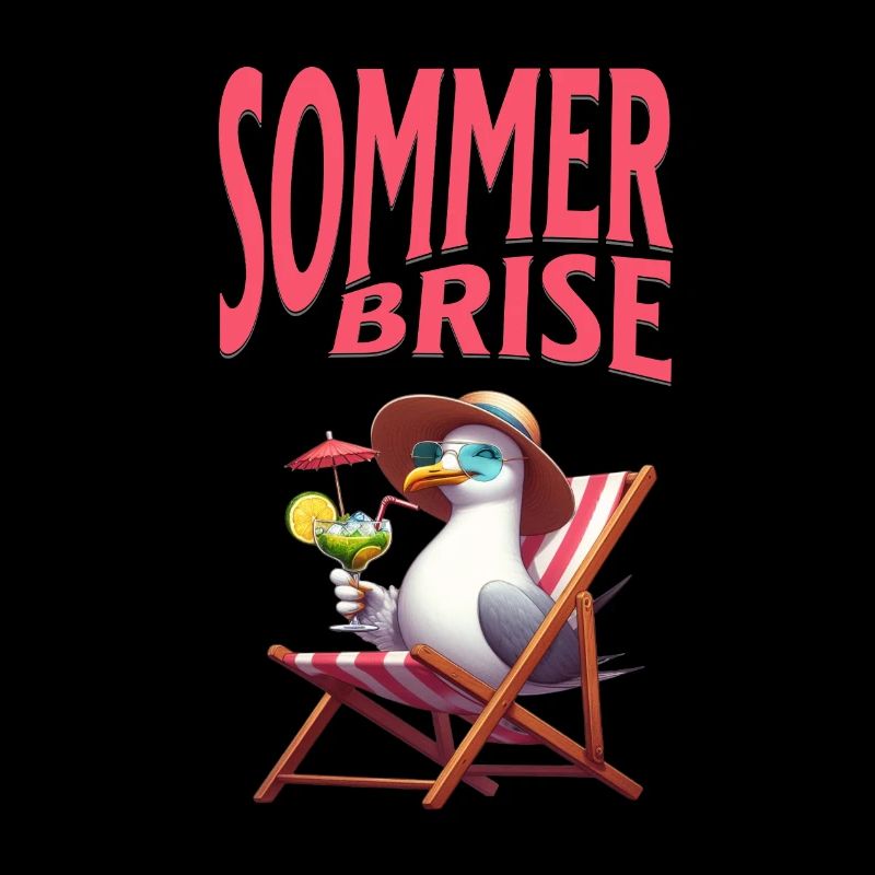 Summer breeze - seagull with a cocktail