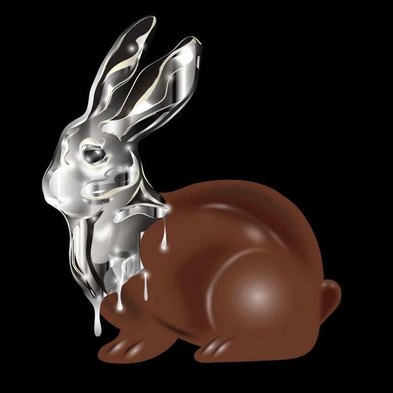 Lapin de Pâques en chocolat au look chromé brillant