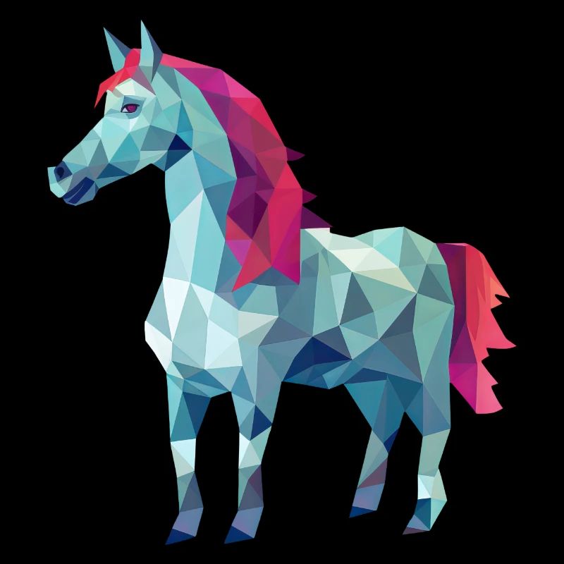 Weißes Pferd in Pink Polygon Kunst Design