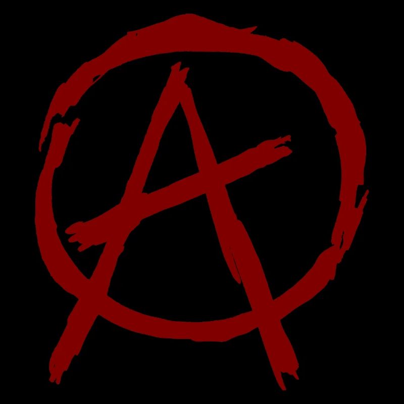 Anarchy symbol in circle - dark red