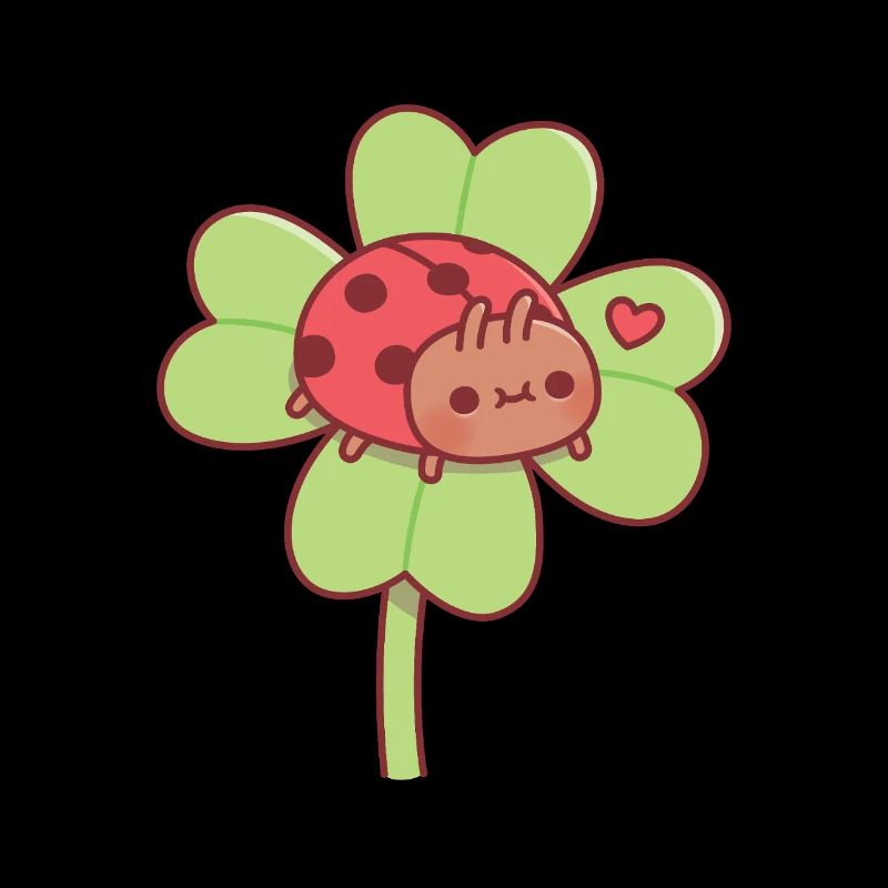 Süßes Little Ladybug auf Lucky Four Leaf Clover
