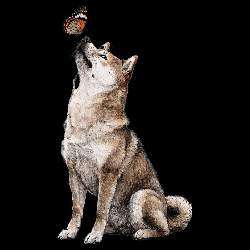Chien loup avec motif papillon