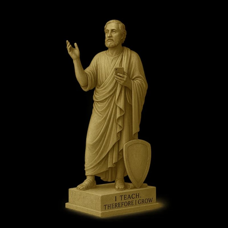 Lehrender Philosoph mit Smartphone
