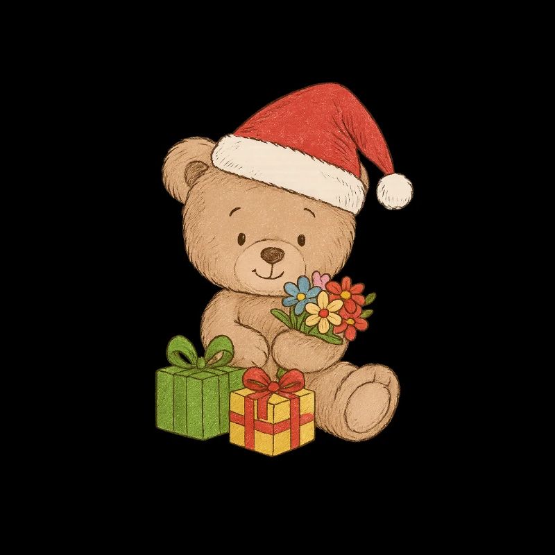 Cute teddy bear with Christmas hat