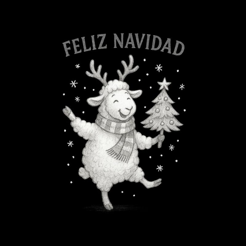 Feliz Navidad Schaf mit Weihnachtsbaum