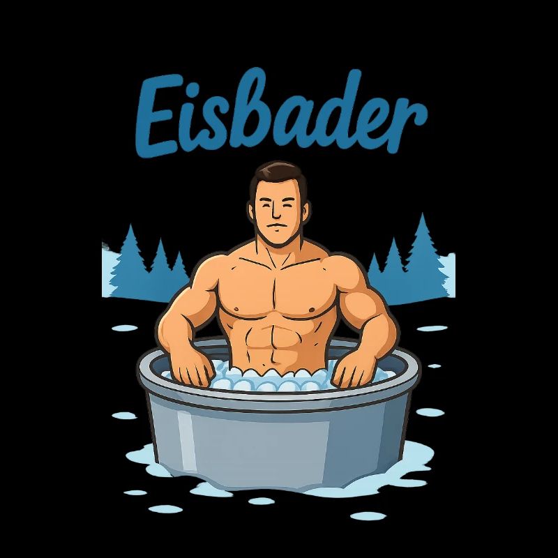 Eisbader Muskelmann im Eisbad