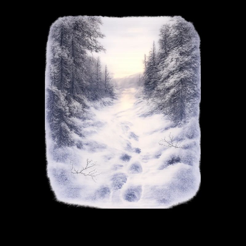 Winter forest path in the magic of snow