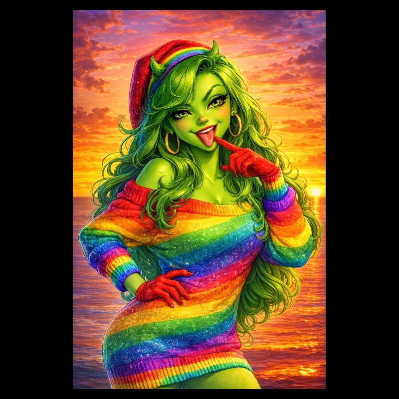 Rainbow girl in the evening light
