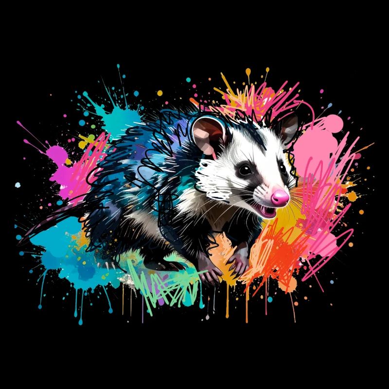 Opossum, ilustration,Beutelratte, bunt, Graffiti