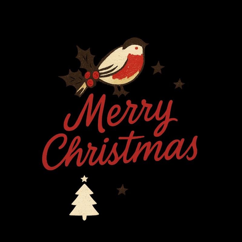 Vintage Vogel Merry Christmas Schrift