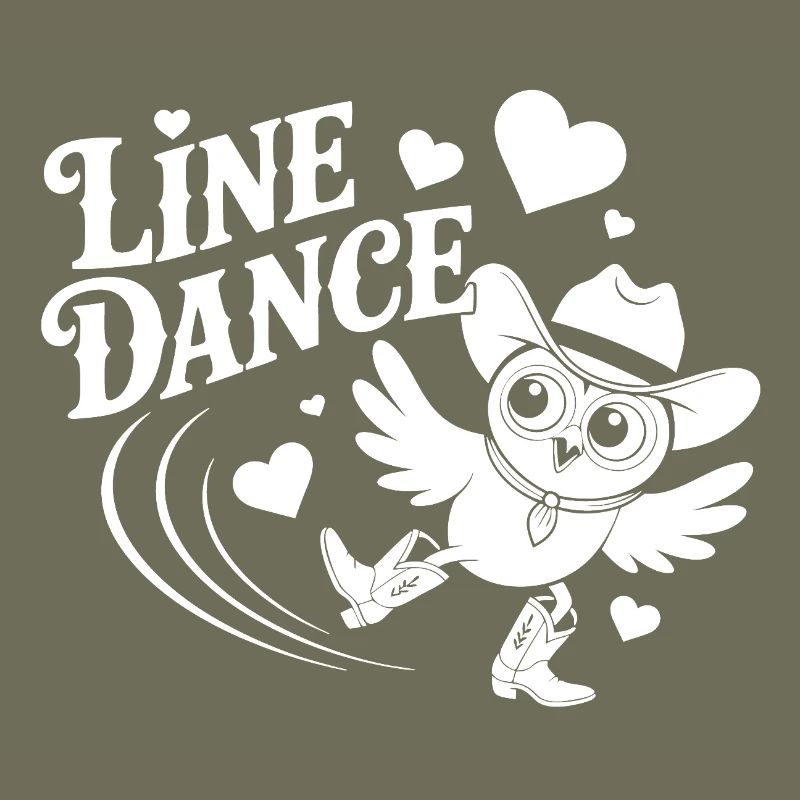 Line Dance Eule lustige Eule mit Stetson und Boots