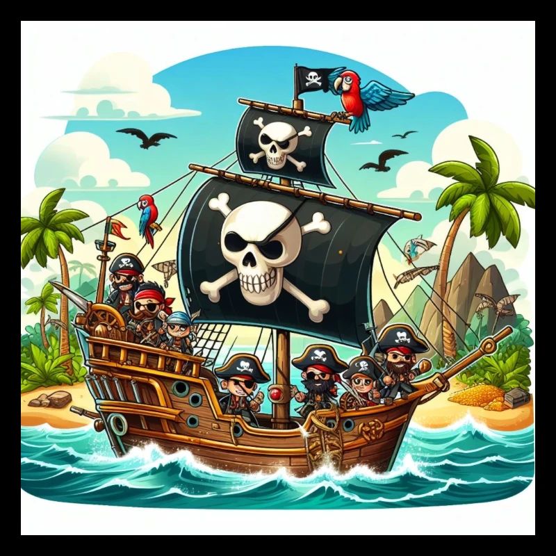 Bateau pirate en haute mer