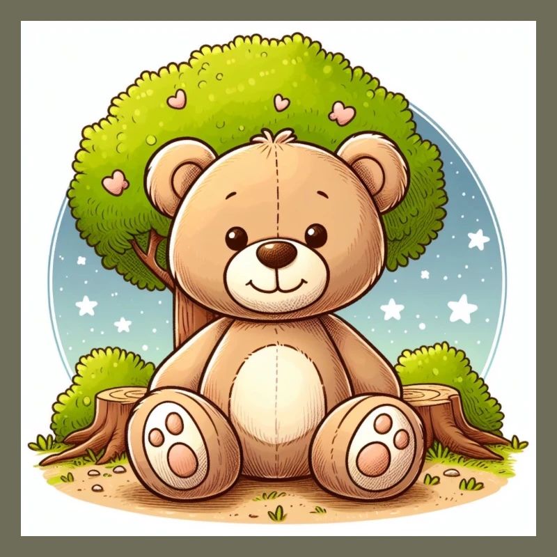 Teddybär vor einem Baum