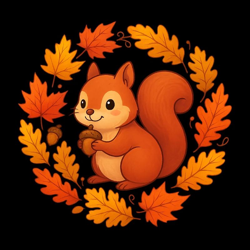 Herbstliches Eichhörnchen im Laubkranz