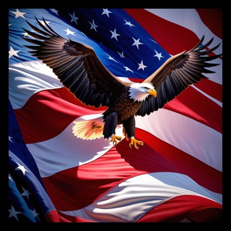 Bald eagle roams over an American