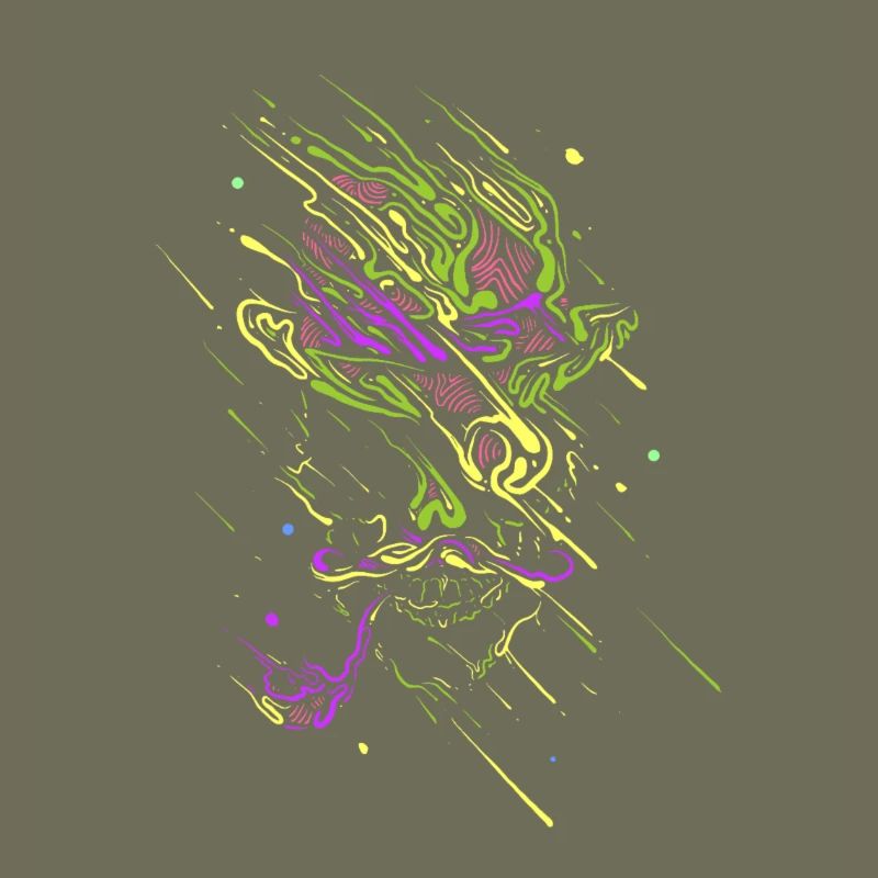 Glowing graffiti neon skull