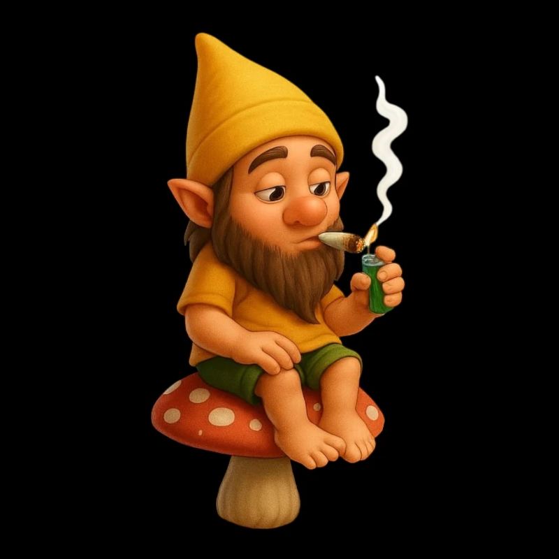 Kiffender Zwerg auf Pilz - Cannabis