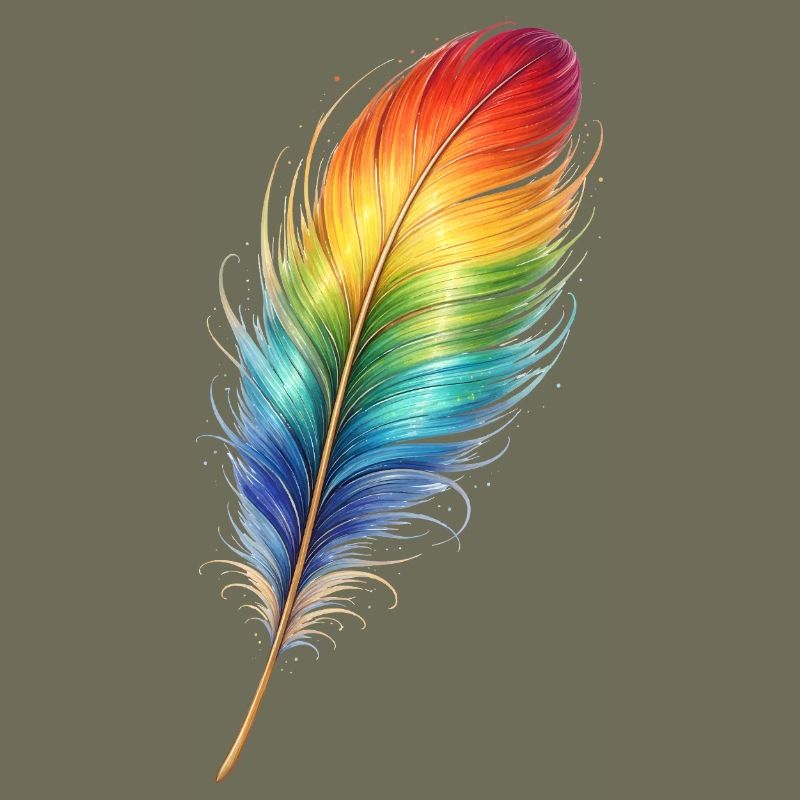 Bunte Feder Regenbogen Boho Design 