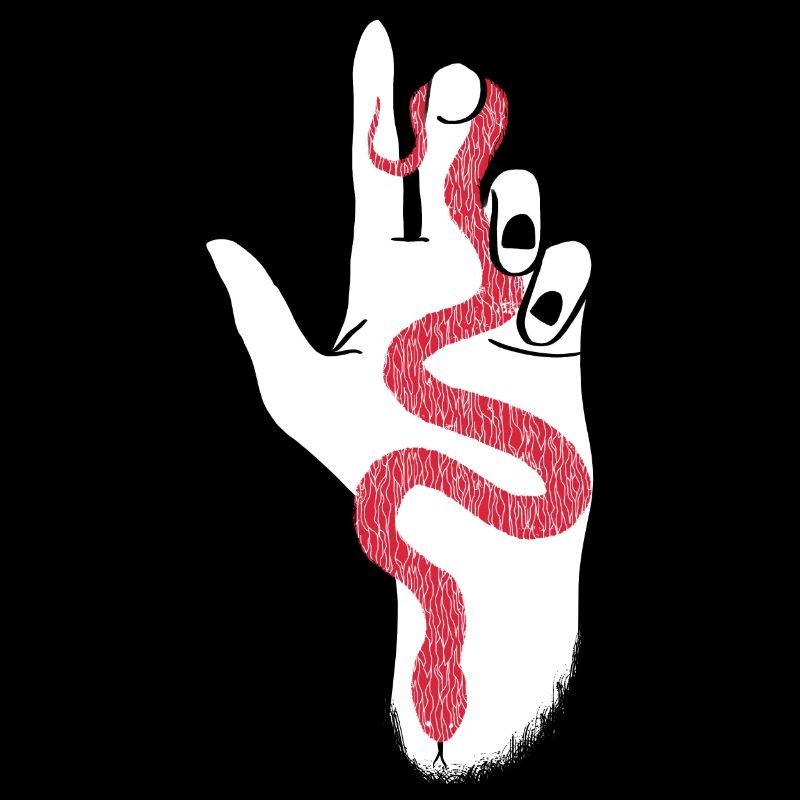 Rote Schlange in der Hand