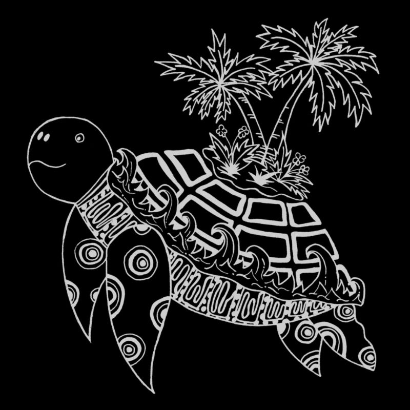 Tortue avec une île sur le dos - gris