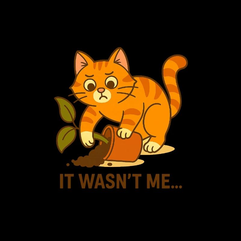 Curious Cookie Cat Knocking Over a Plant