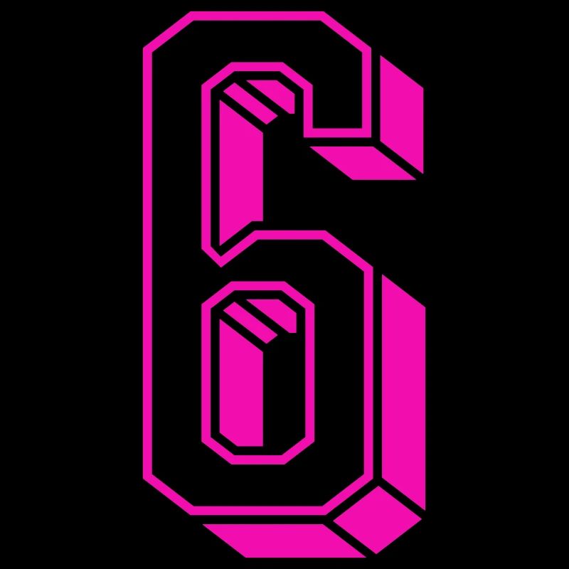 Zahl Sechs - Nummer 6 pink Mädchen Trikotnummer
